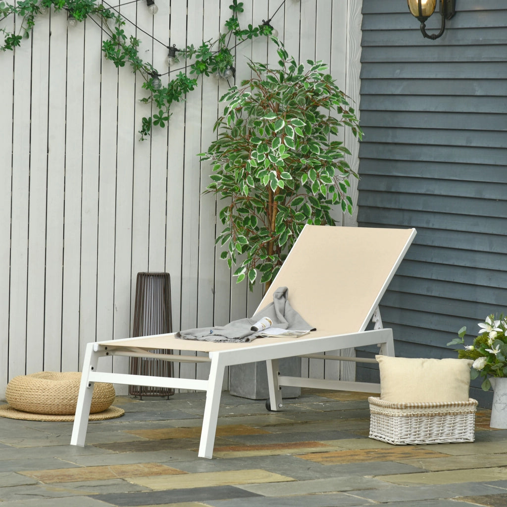 Lettino da giardino reclinabile ¨C zephmum ¨C cremewei?, alluminio, 202x65x43 cm