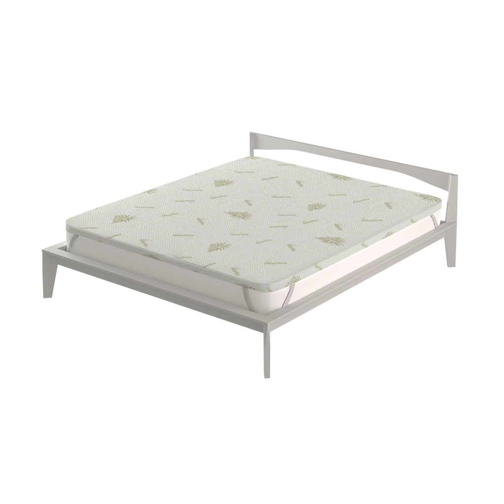 Topper Matrimoniale Maxi 180x200 cm Memory Sfoderabile Fodera Aloe con Elastici in Poliestere Bianco