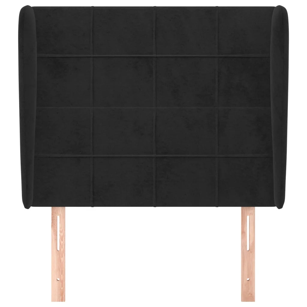 Testiera ad Orecchio Nera 83x23x118/128 cm in Velluto
