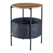 Tavolino con cestino portaoggetti 59 x 47 cm nero / effetto noce / grigio 03_0008654