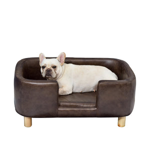 Cuccia Rialzata per Gatti e Cani 74x48,5x31 cm in Similpelle  Marrone Scuro