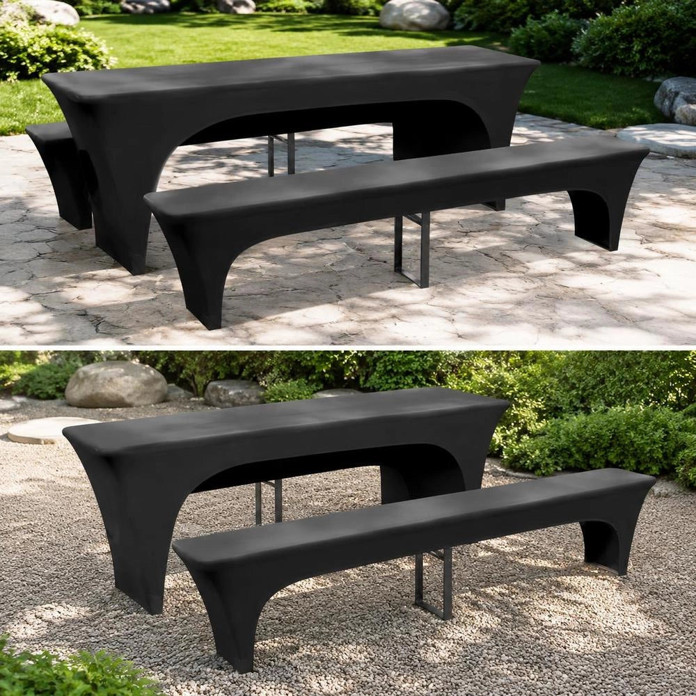 Three-piece Protective Cover Set For Beer Tables/benches, Stretch, Anthracite