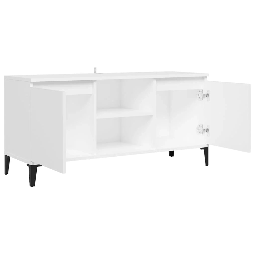Mobile TV multimediale scaffale TV credenza mobile TV per sala da pranzo soggiorno camera da letto con gambe in metallo 103,5 x 35 x 50 cm bianco 02_0026858
