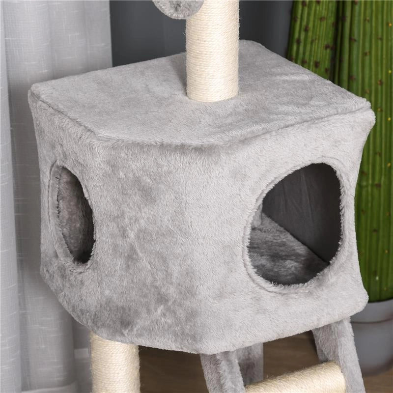 TIRAGRAFFI MULTILIVELLO PER GATTI, CUCCIA E CORDE IN SISAL GRIGIO CHIARO