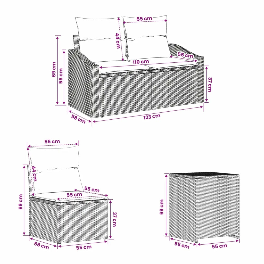 Set di divani 5 pz Beige e Bianco Crema 3447822