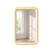 Specchio rettangolare decorativo in legno, 106cm, giallo pastello