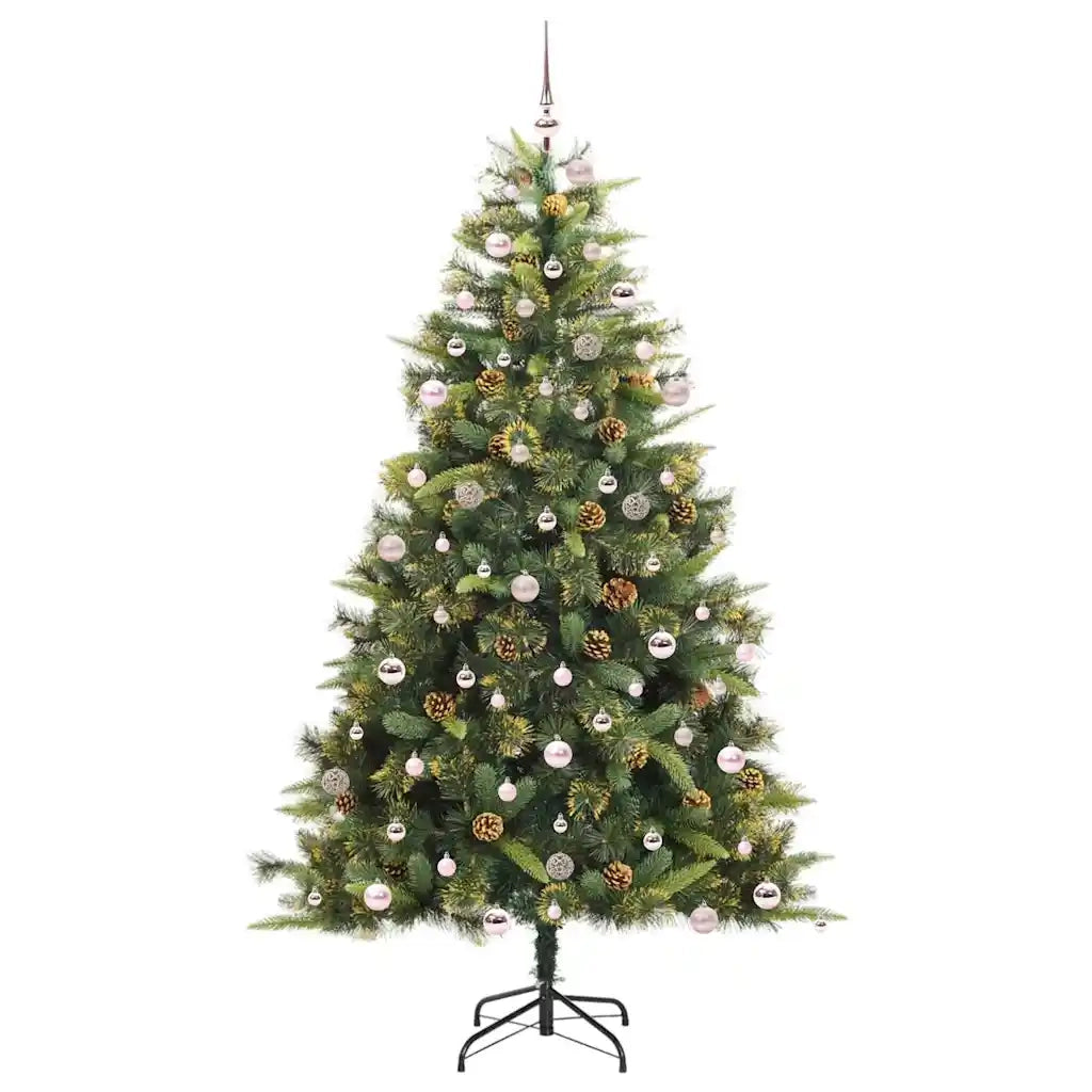 Albero di Natale artificiale pieghevole con coni Verde 240 cm 3395109
