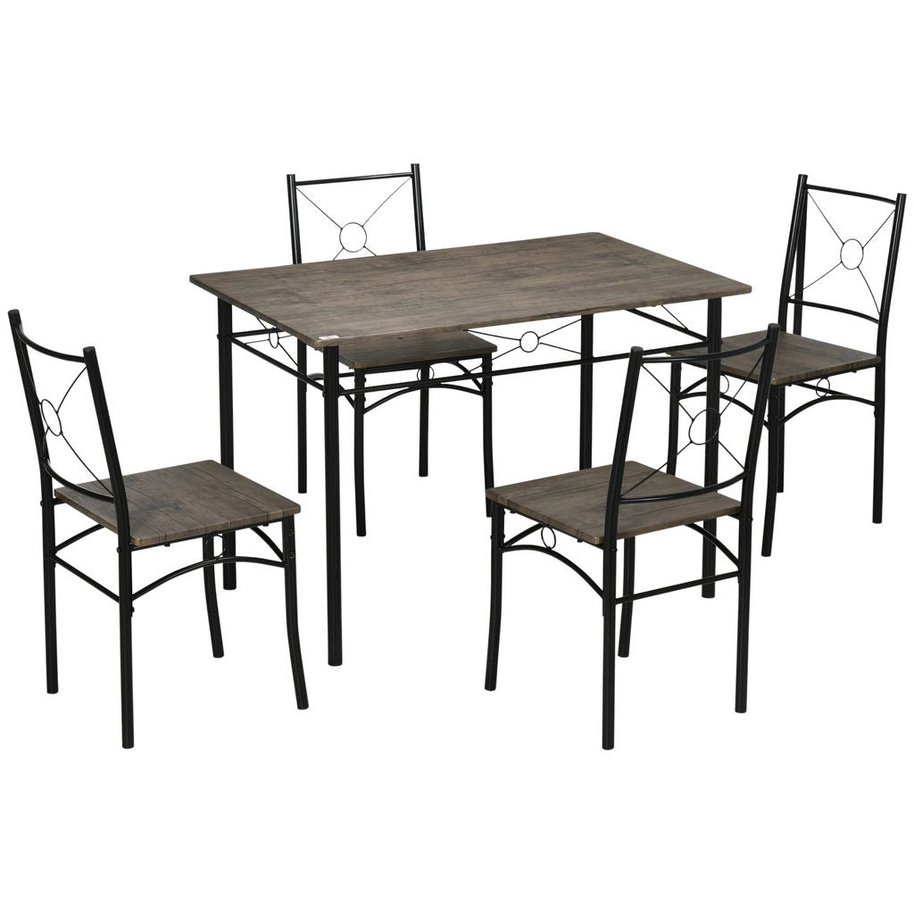 TAVOLO DA PRANZO CON 4 SEDIE COORDINATE MARRONE RUSTICO