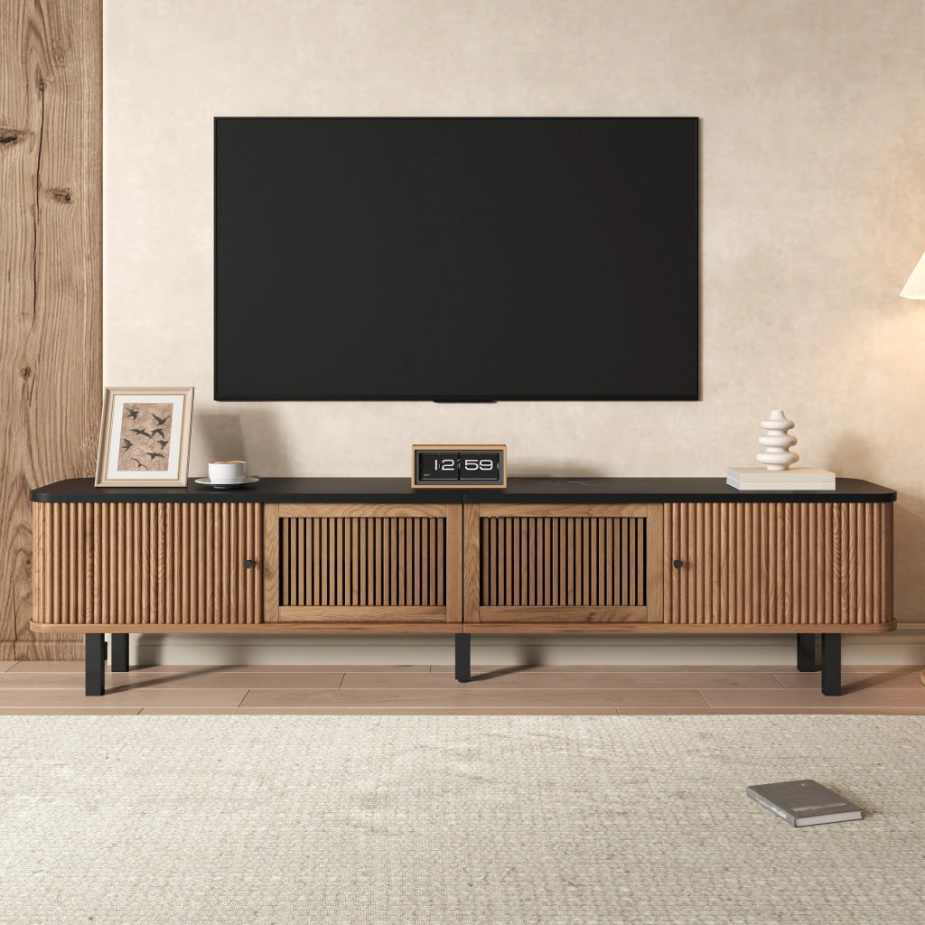 Mobile TV con 2 Ante Scorrevoli e 1 Anta a Griglia; Stile Moderno; 190??35??45 cm; in MDF e Pannello di Particelle; Rovere