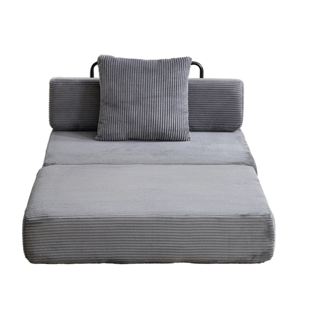 Divano letto pieghevole in velluto a coste grigio scuro