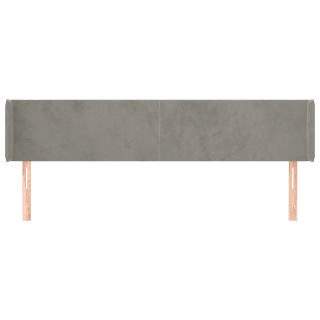 Testiera ad Orecchio-Testata con Orecchie Grigio Chiaro 163x16x78/88 cm in Velluto 235430