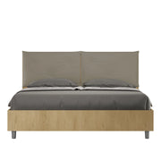 BS COM Letto matrimoniale contenitore 160x190 Quercia cuscini similpelle cappuccino