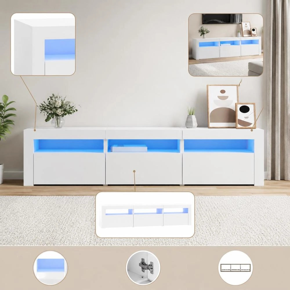 TV Cabinet With LED Lights White 180x35x40 Cm