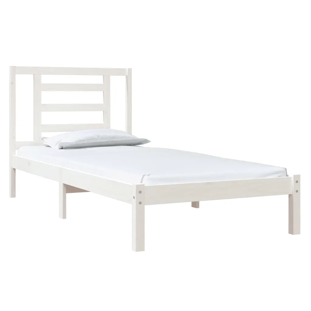 Letto senza Materasso Bianco 90x190 cm in Legno Massello Pino