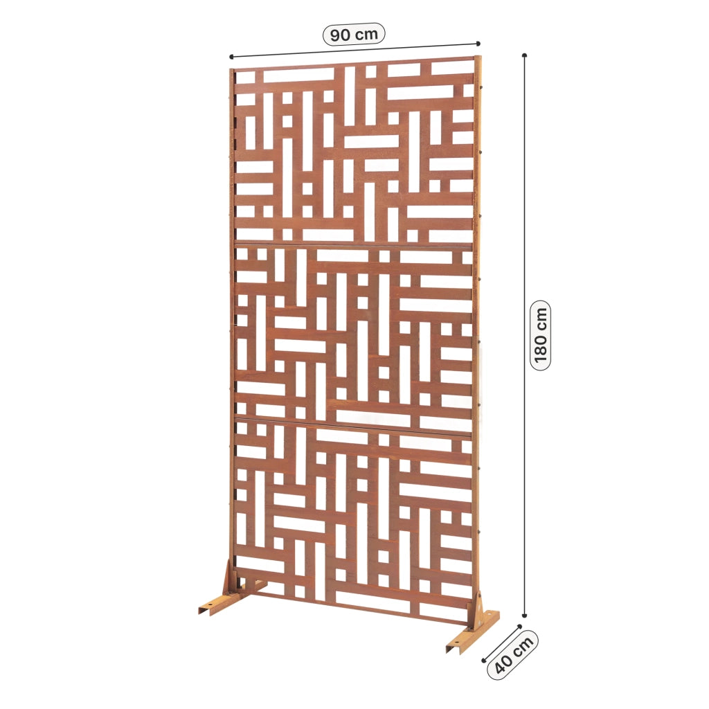 Pannello Divisorio Bernalda Struttura Traforata in Acciaio Corten 180 x 90 cm Marrone Ossidato casa.pro