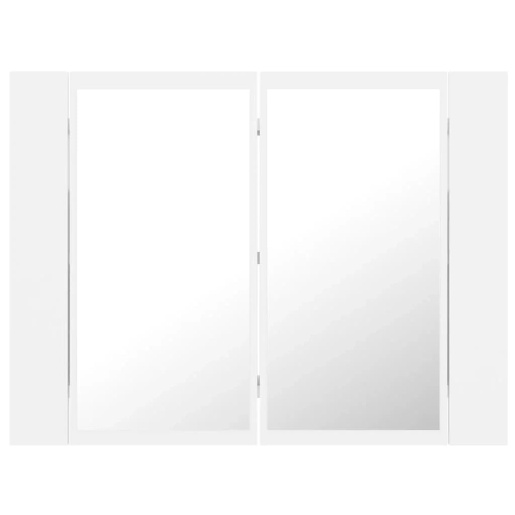 Mobiletto da bagno con specchio LED 60 x 12 x 45 cm acrilico bianco 02_0006650