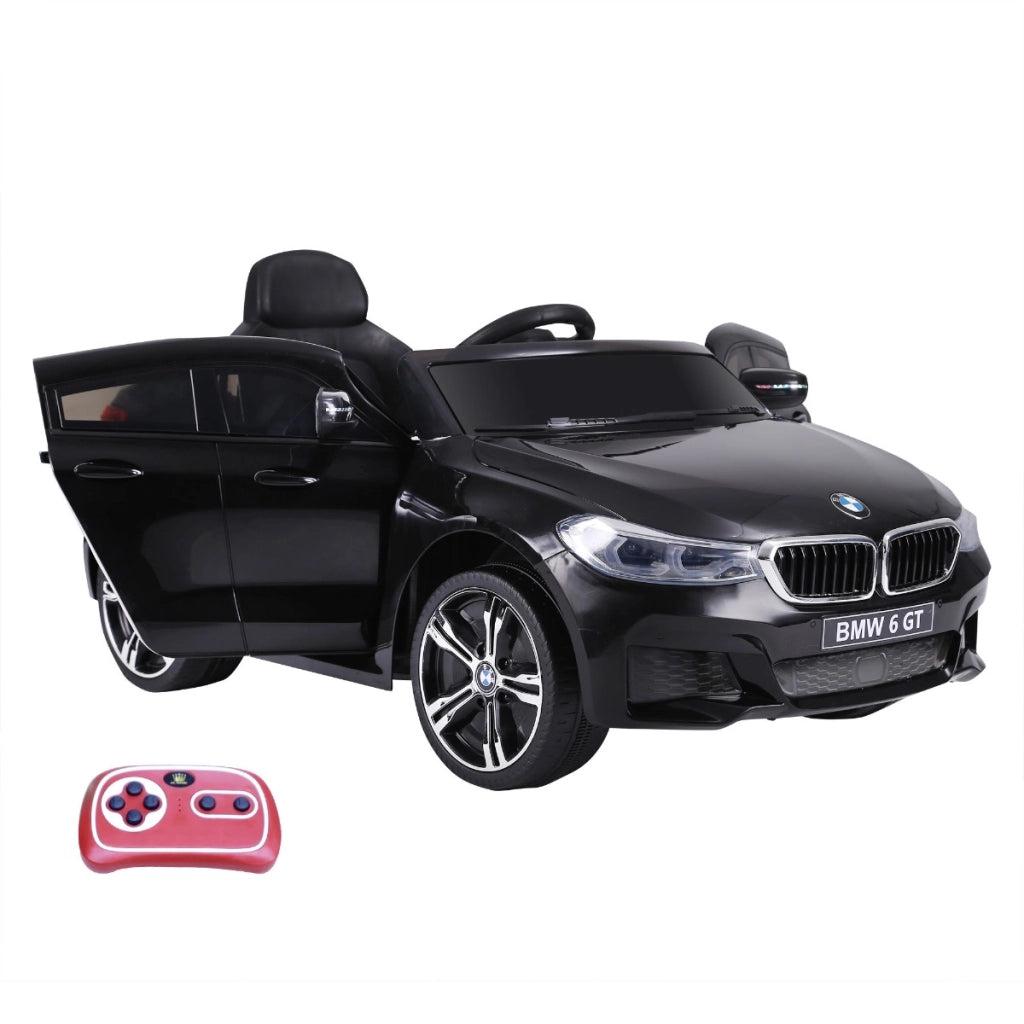 EasyComfort Macchina Elettrica per Bambini BMW 6GT 6V, Macchina Telecomandata con Musica e Fari LED, MP3, Clacson, 106 x 64 x 51 cm, Nero