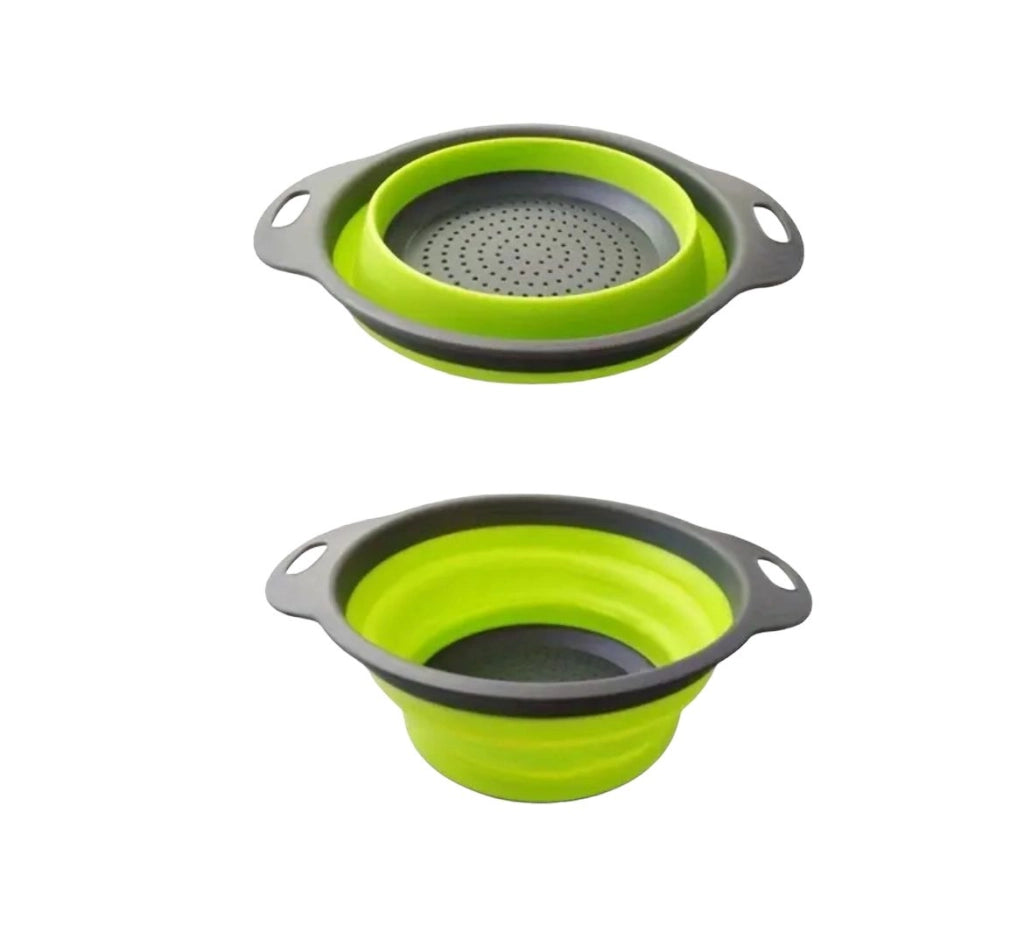 Set 2 scolapasta cestello in silicone pieghevole ripiegabile multiuso 29.5 cm 67647
