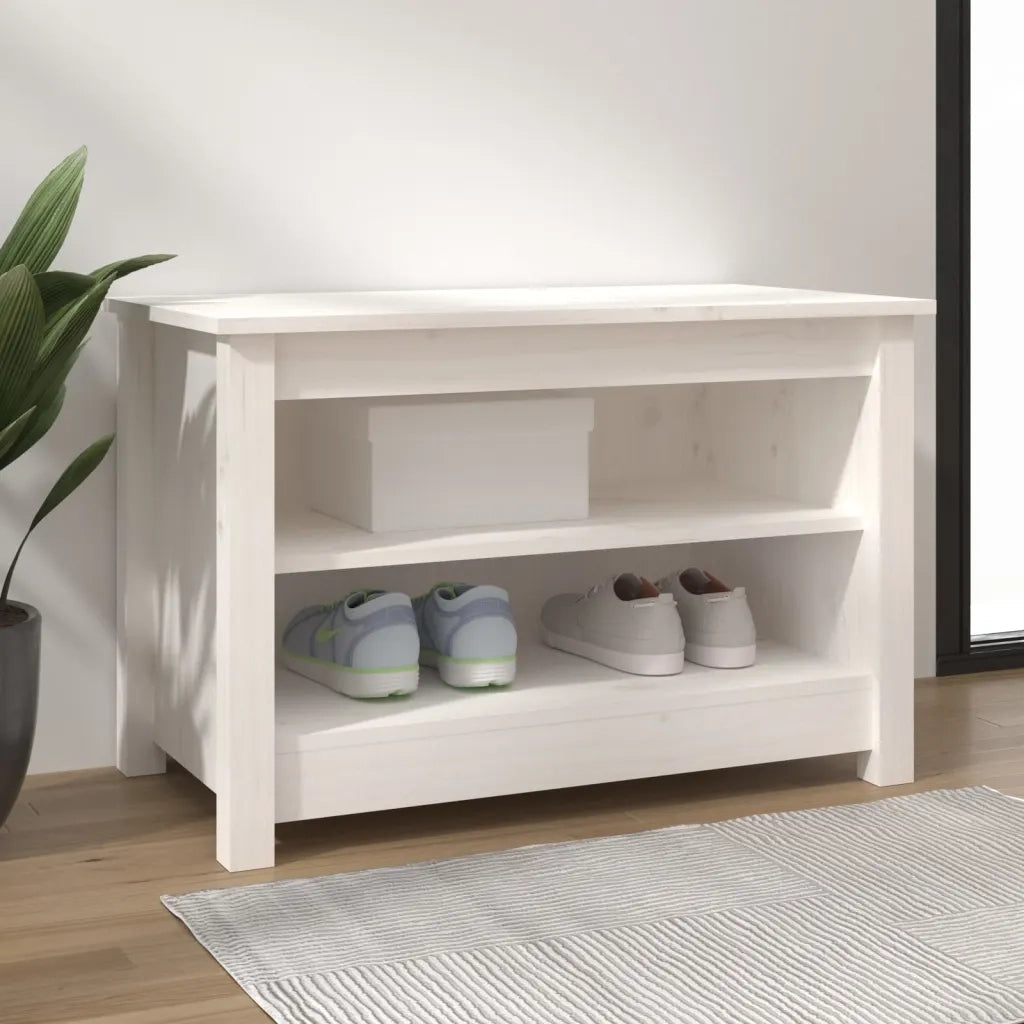 Scarpiera-Scaffale per scarpe Bianca 70x38x45,5 cm in Legno Massello di Pino
