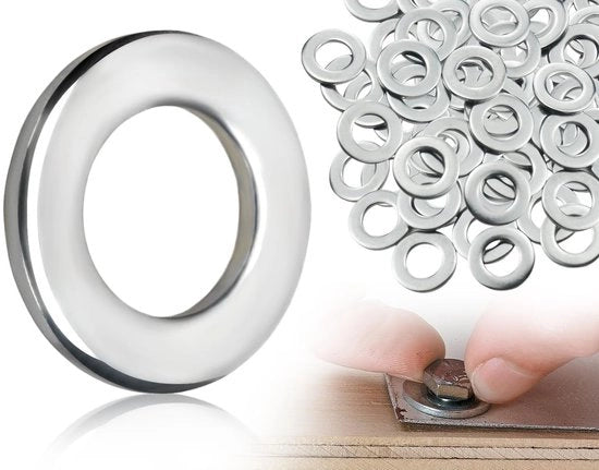 Slitte per metalli 100 pezzi - Acciaio inossidabile - Slitte piatte - Slitte metalliche - Per viti/bulloni - Alta qualità - Anelli di chiusura