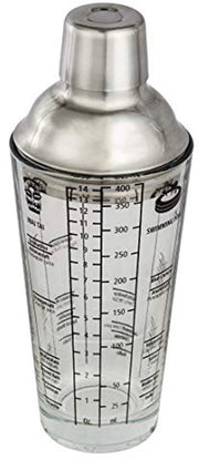 Shaker a cocktail in vetro con manico in acciaio inossidabile - 400 ml con ricette e set di misurazione