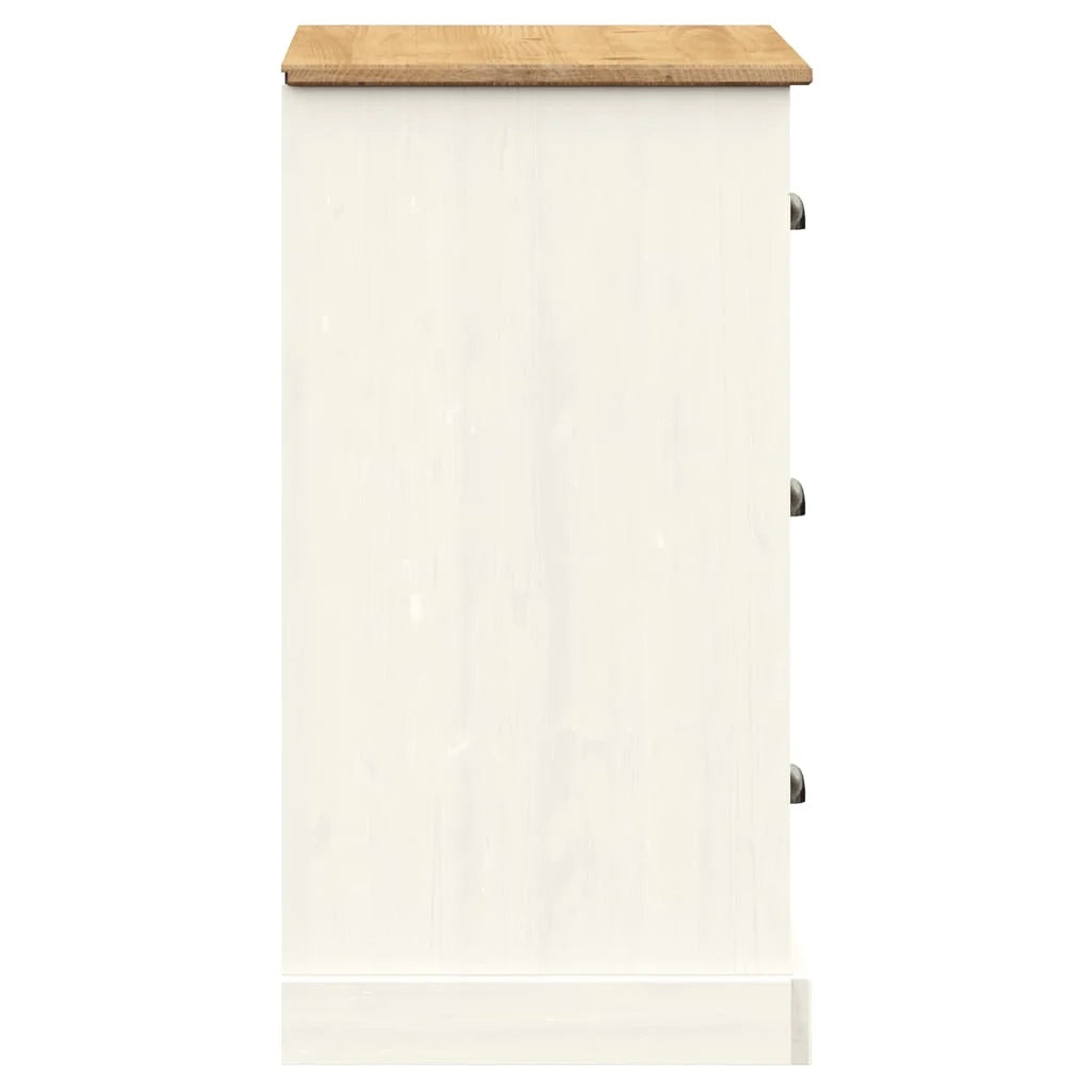 Buffet credenza cassettiera mobiletto mobile contenitore organizer per cucina soggiorno salotto con cassetti 78 x 40 x 75 cm legno massello di pino bianco 02_0030137