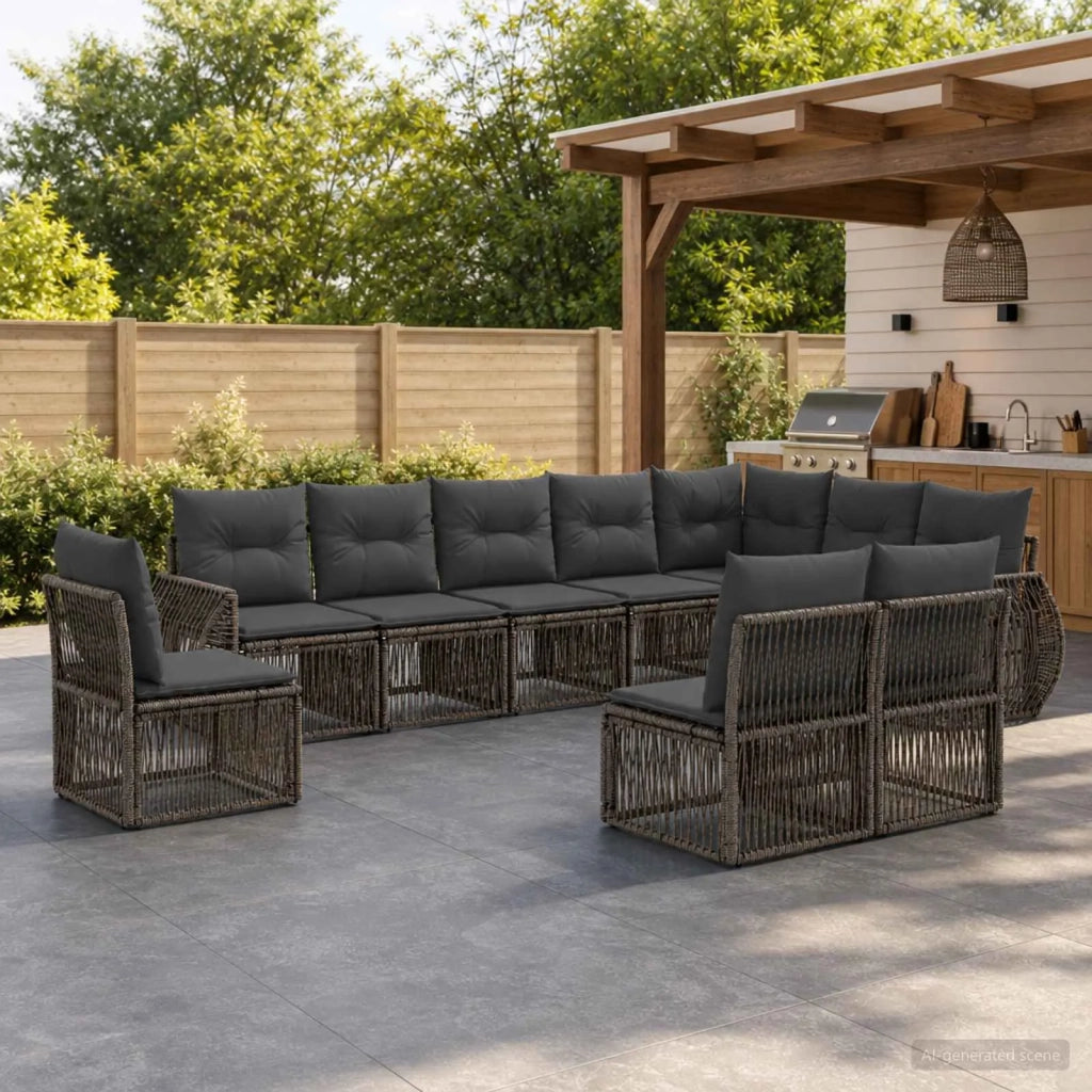 Set Divano da Giardino 10 pz Grigio e Grigio Scuro polyrattan 3435446