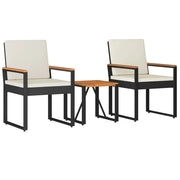 Set Mobili da Esterno 3 pz | Set Salotto da Giardino Nero e Bianco Crema polyrattan