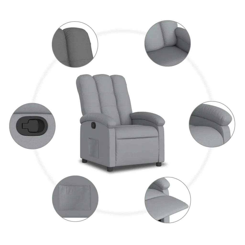 Divano Sedia-Poltrona reclinabile in tessuto grigio chiaro 709100