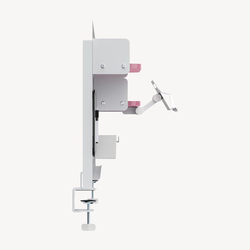 Organizzatore Sauda Pannello Forato da Scrivania con Morsetti 114x68 cm - Bianco/Rosa [en.casa]