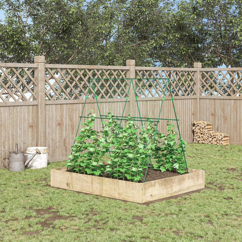 Supporto per Piante Rampicanti Triangolare ¨C Xylo ¨C Struttura in Acciaio Verde 180x100x180 cm