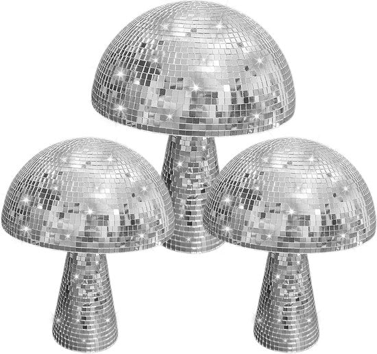 Decorative Pads di Disco in Argento - Disco Champignon Grande Dimensione - Decorazione Festa (3 pezzi)