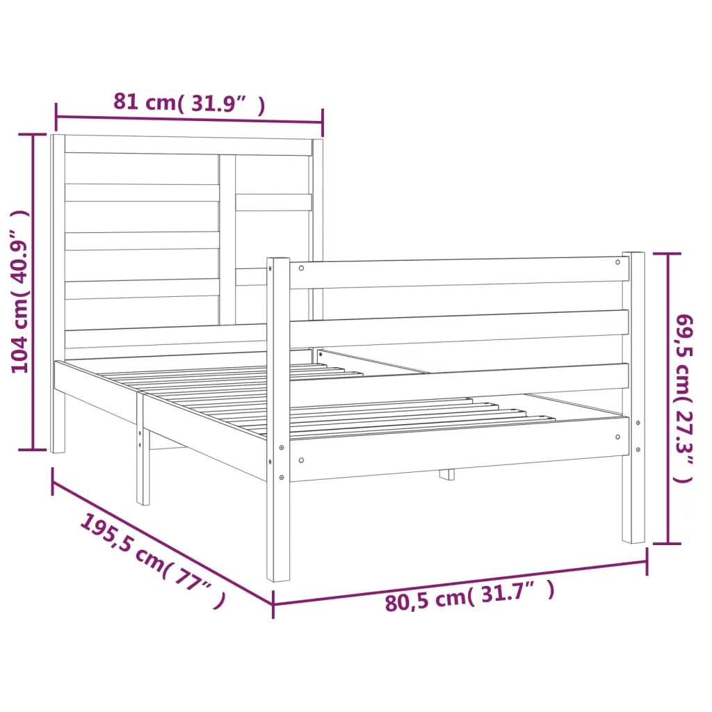Giroletto-Struttura Letto in Legno Massello 75x190 cm Small Single 771879