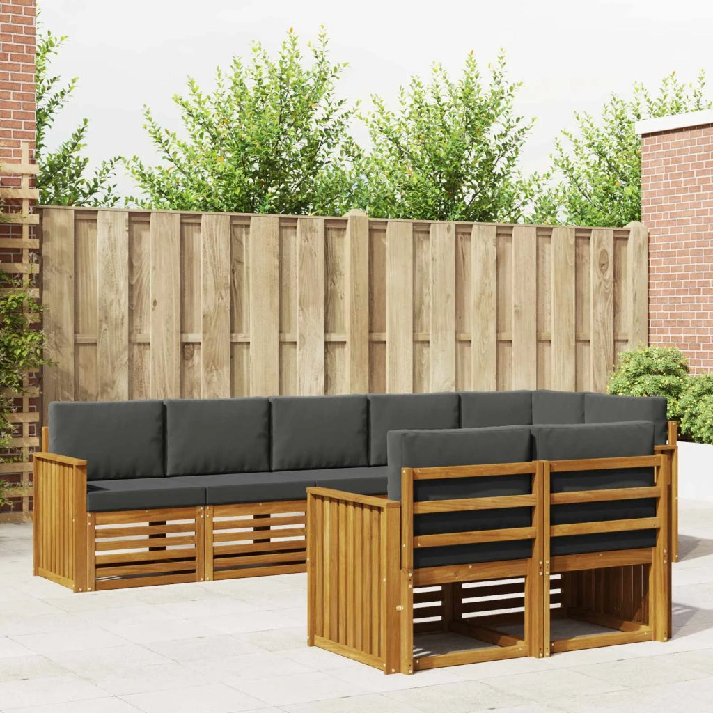 Set divani 8 pcs Naturale e Antracite Legno di Acacia Massello 3375007