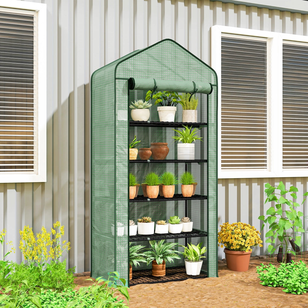 Serra da giardino a 5 livelli ¨C zephmum ¨C 90x49x193 cm verde