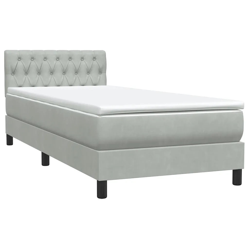 Letto a Molle con Materasso e LED-Struttura Letto con Materasso grigio chiaro 90x210 cm Velluto 866959
