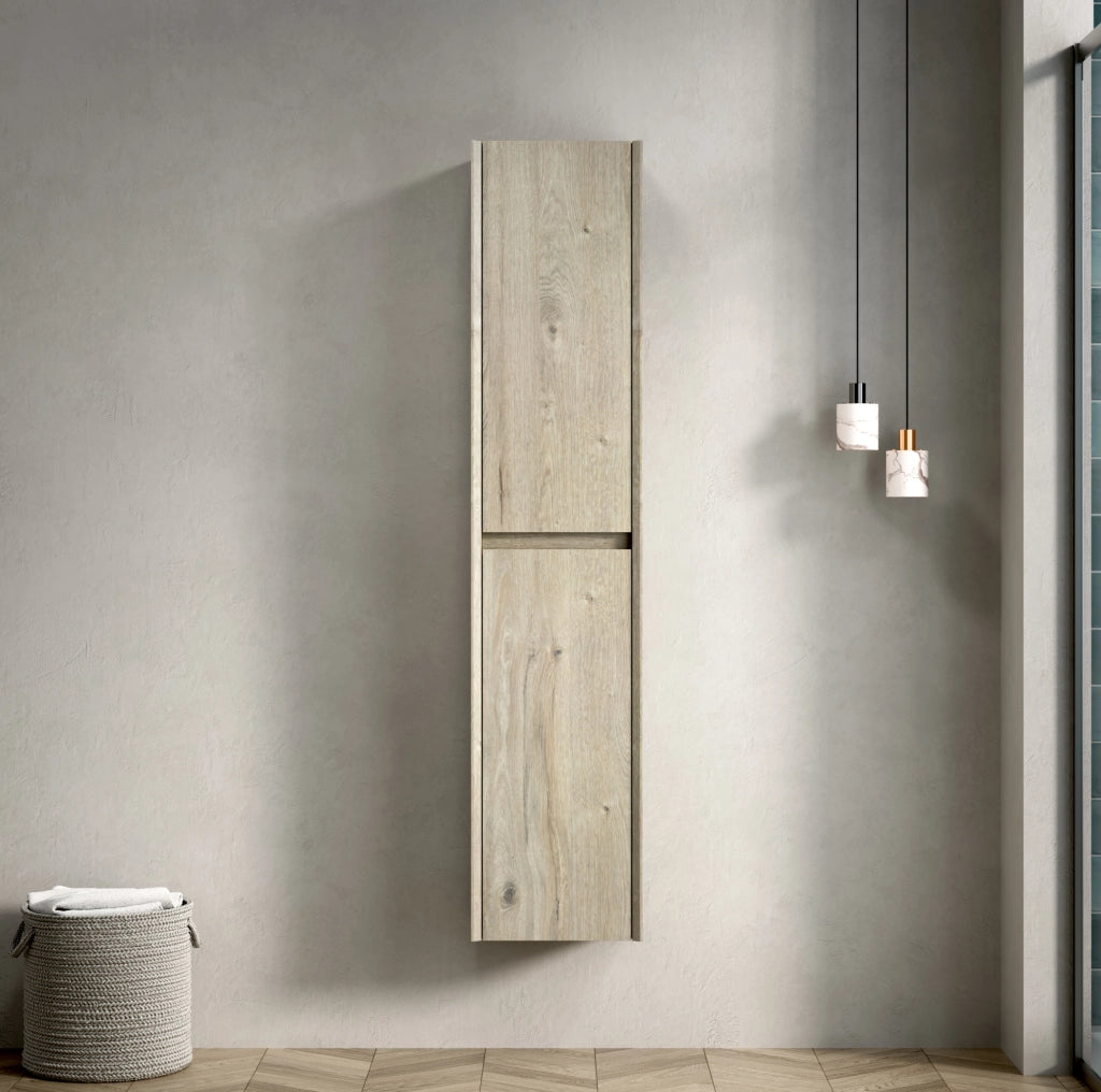 Armadio da bagno a 2 ante con ripiani regolabili in compensato; bianco sporco