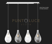 SOSP. OTTONE SAT. 4 LUCI RETTANGOLARE VETRI PICCOLI (2 TRASPARENTE+2 FUME') 1193OS-S4 RP-TF