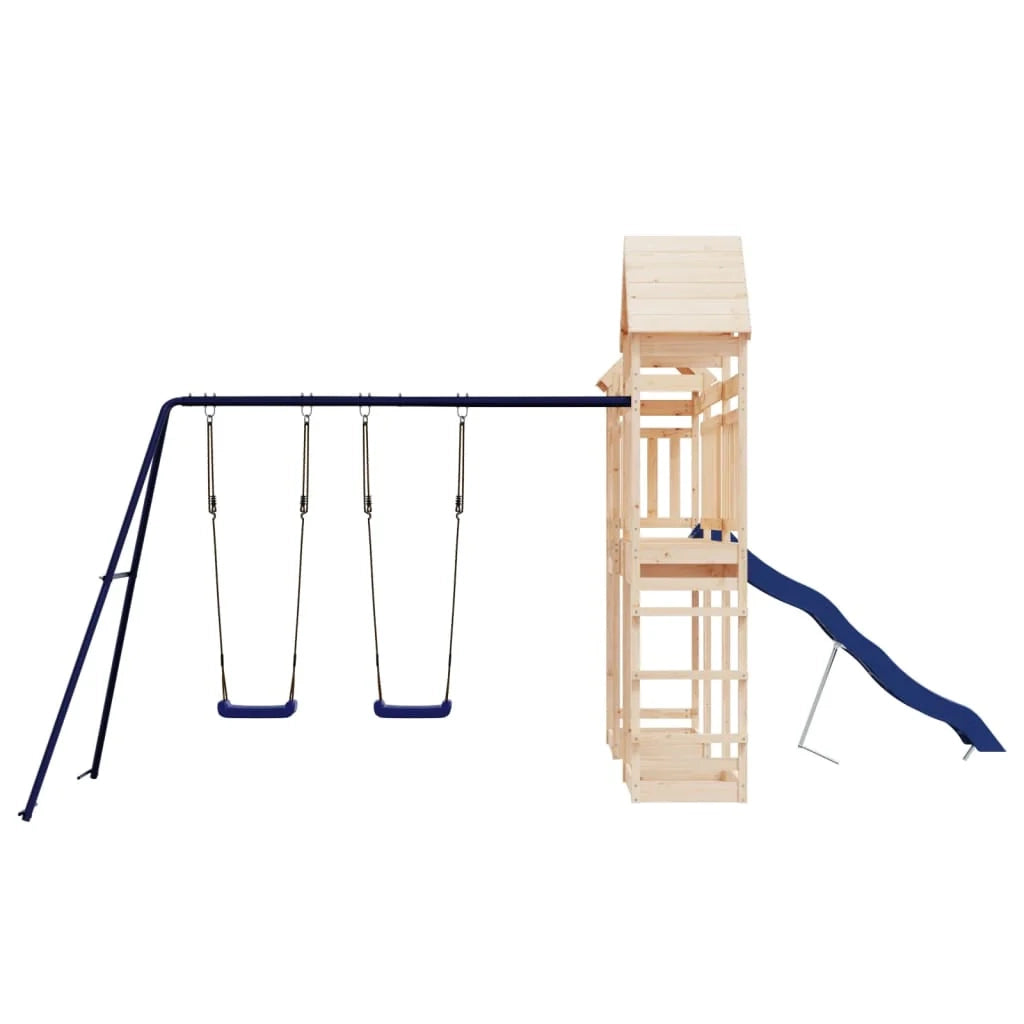Altalena per parco giochi all'aperto scivolo altalena robusta giochi da giardino 492 x 358 x 238 cm legno di pino massiccio 02_0004959