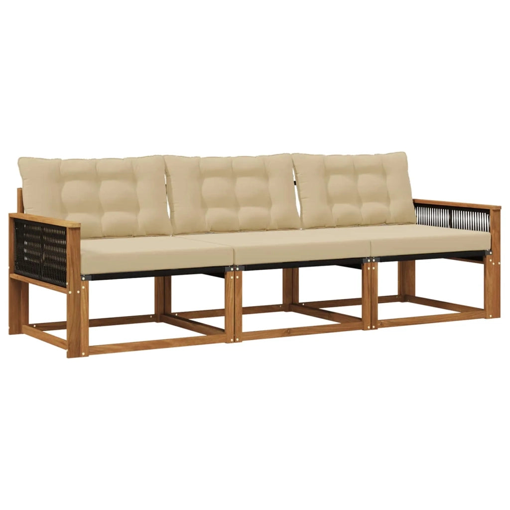 Set di divani da esterno 3 pz Naturale e Beige 3381217