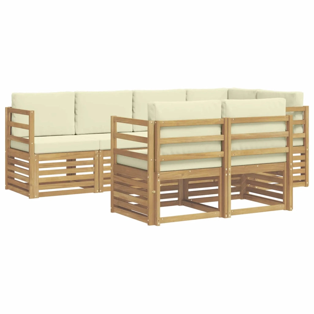 Set divano sezionale con cuscino 7 pcs Bianco e Crema