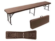 PANCHINA BIRRERIA PIEGHEVOLE IN HDPE MARRONE SCURO CM.183X30X43H.  chiusa cm.92x30x9h.    VETTE
