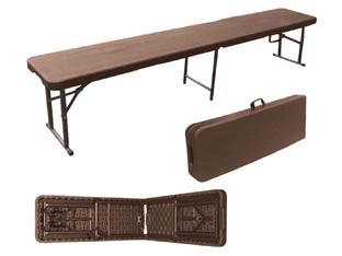 PANCHINA BIRRERIA PIEGHEVOLE IN HDPE MARRONE SCURO CM.183X30X43H.  chiusa cm.92x30x9h.    VETTE