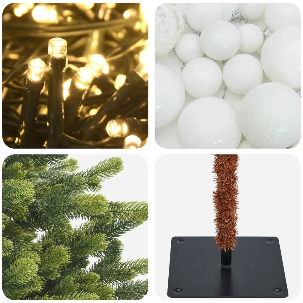 Albero di Natale Artificiale con Palline 120 cm 150 LED 3466083