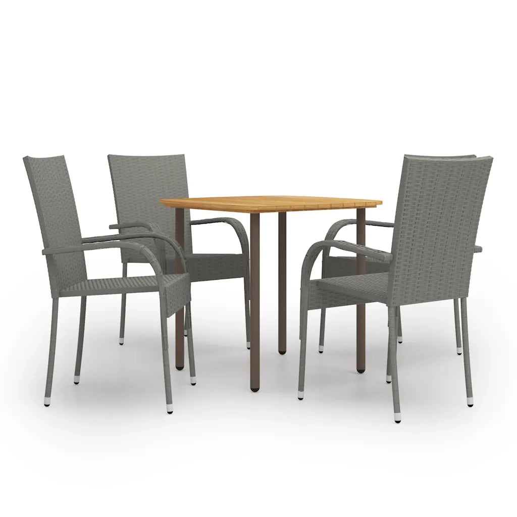 Set Mobili da Pranzo Giardino 5 pz in Polyrattan Grigio cod mxl 35926