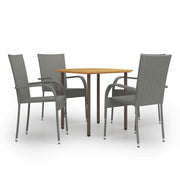 Set Mobili da Pranzo Giardino 5 pz in Polyrattan Grigio cod mxl 35926