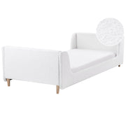 Letto singolo in bouclè bianco sporco con base a doghe 90 x 200 cm Camera da letto Bambini Camera Moderna Tradizionale