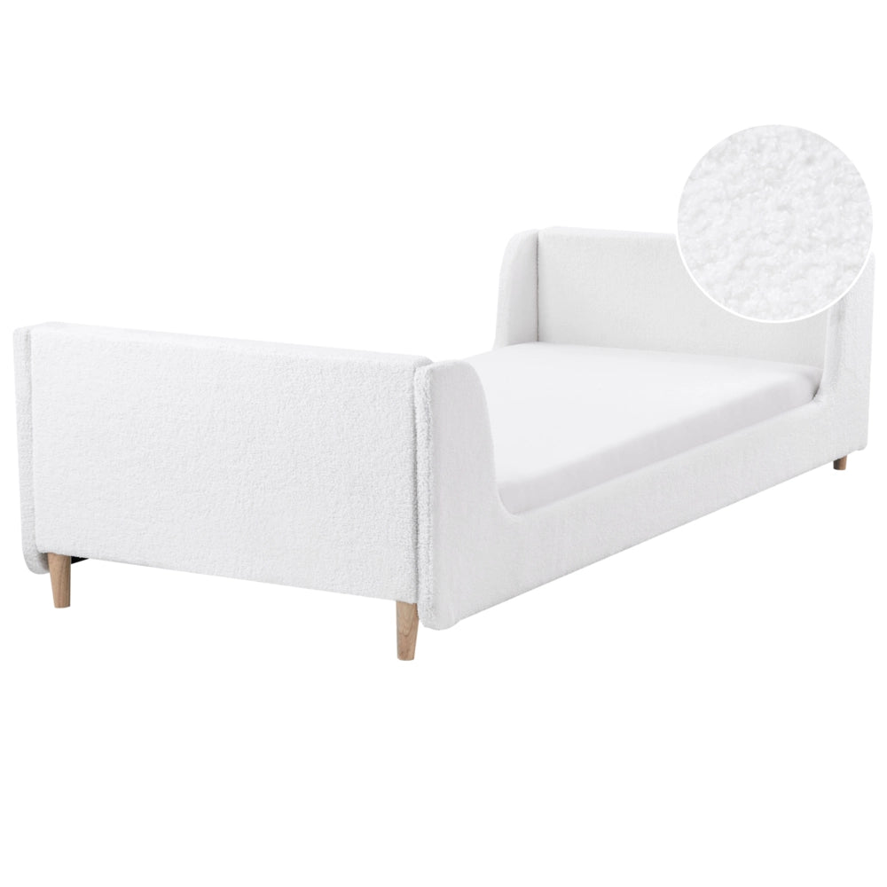 Letto singolo in bouclè bianco sporco con base a doghe 90 x 200 cm Camera da letto Bambini Camera Moderna Tradizionale