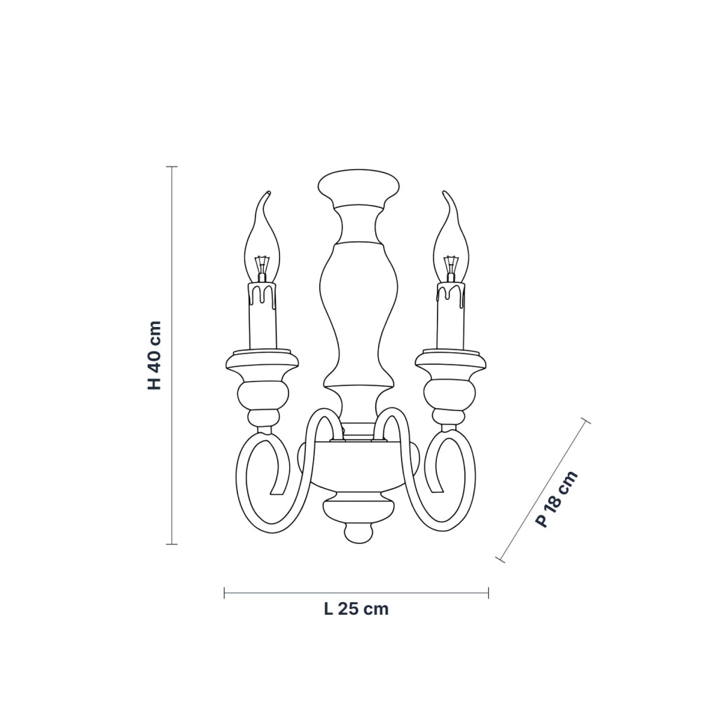 Applique Shabby Chic Cascina Bianco 2 Luci E14