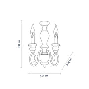 Applique Shabby Chic Cascina Bianco 2 Luci E14